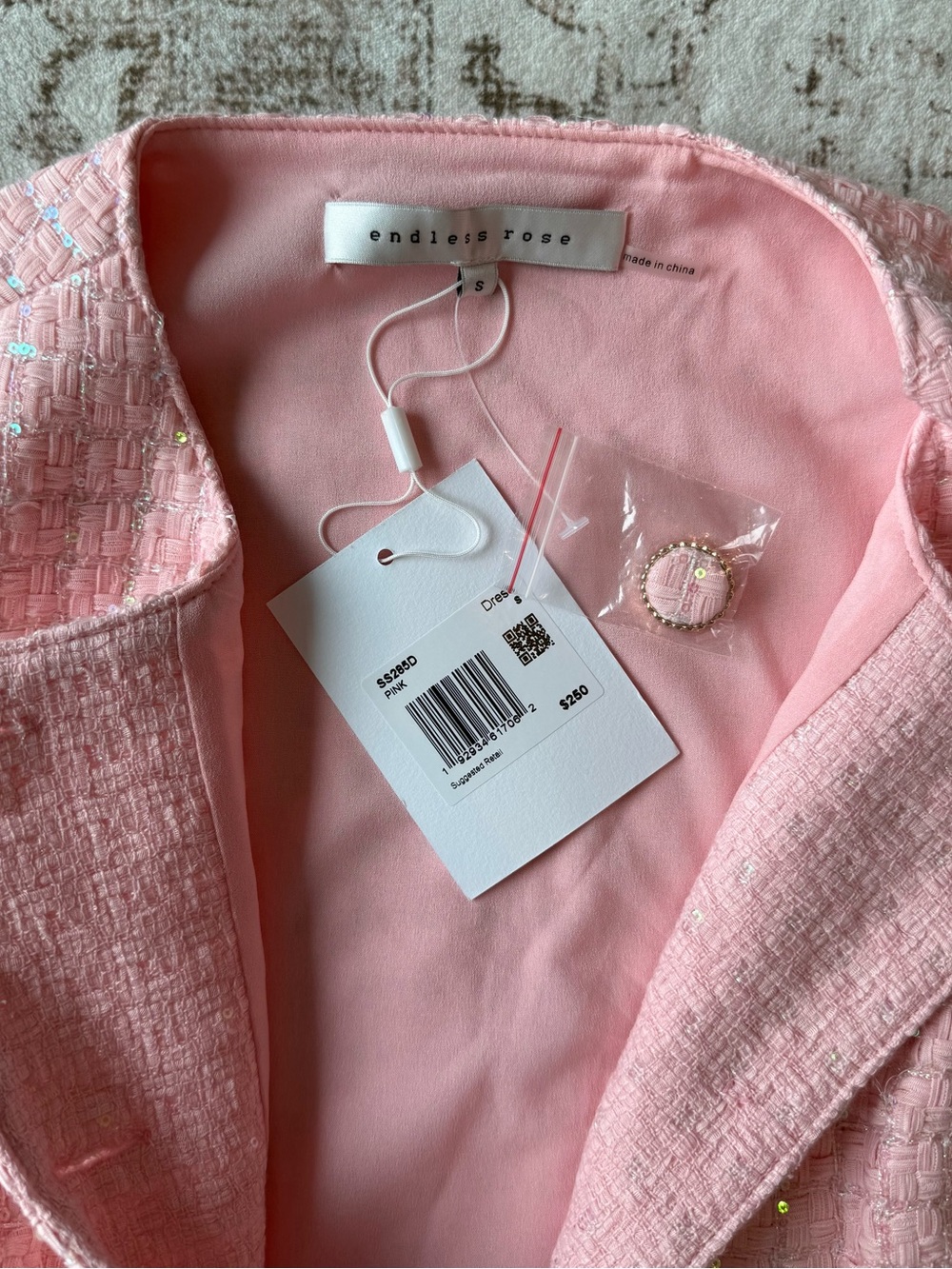 NWT Endless Rose Sleeveless Tweed Mini Dress – Pink - Picture 5 of 5